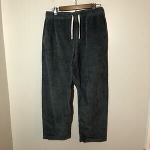 Element mens S wide wale blue corduroy pants elastic pull on waist wide legs